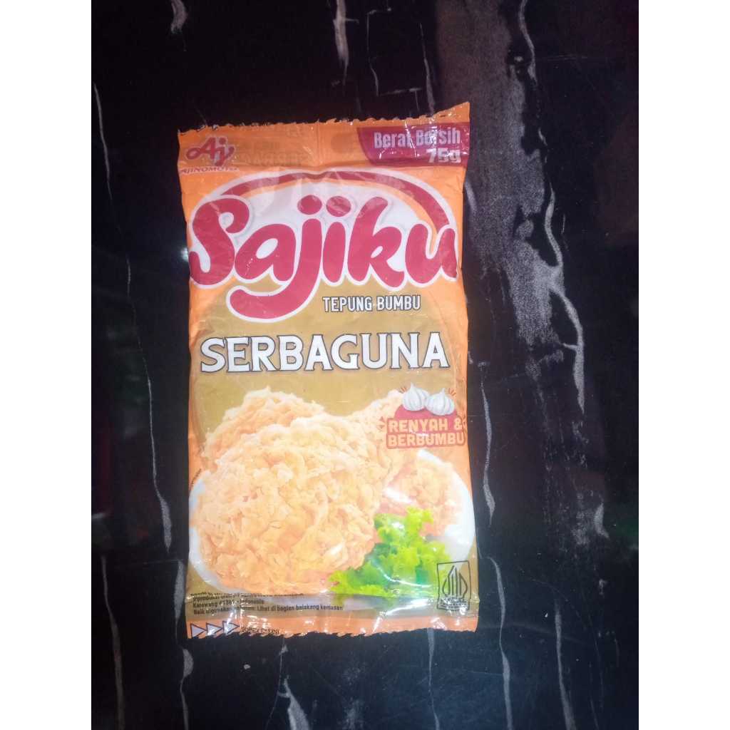 

SAJIKU TEPUNG BUMBU SERBAGUNA -GOLDEN CRIPSY - BAKWAN CRIPSY - SERBAGUNA PEDAS- 75GR - UMAMI SEASONING, MICIN, VETSIN