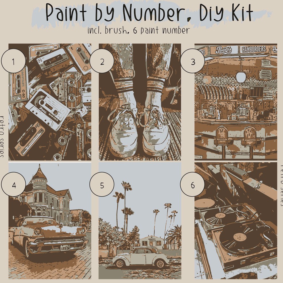 

KODE W5U6 Paint By Number Kit A3 RETRO SERIES
