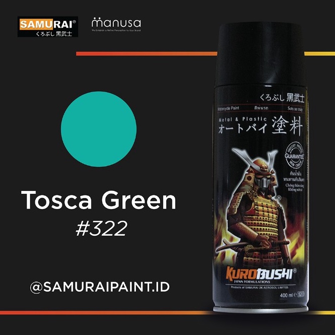 

KODE O6K5 Samurai Paint Standard Tosca Green Hijau Tosca Biru Hijau 322 Cat Aerosol Kualitas Kompresor