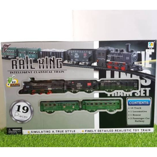 KP8 JUMBO Mainan rail king 19pcs mainan kereta api 5 gerbong lokomotif train track railking maina ed