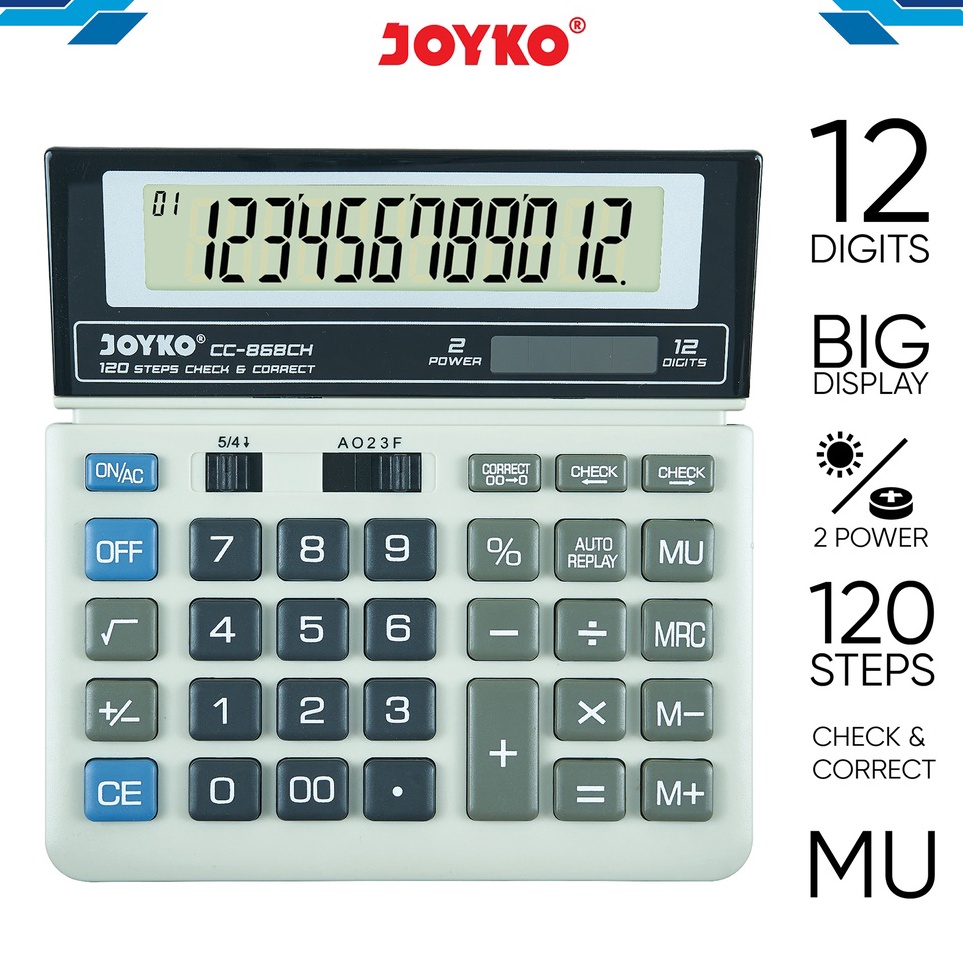 

KODE J8H8 Calculator Kalkulator Joyko CC868CH 12 Digits Check Correct