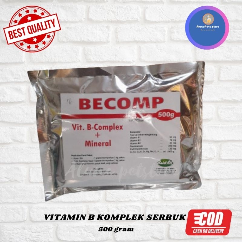 vitamin b komplek serbuk 500 gram raid all/becomp bubuk 500 gram/becomp serbuk 500 gram