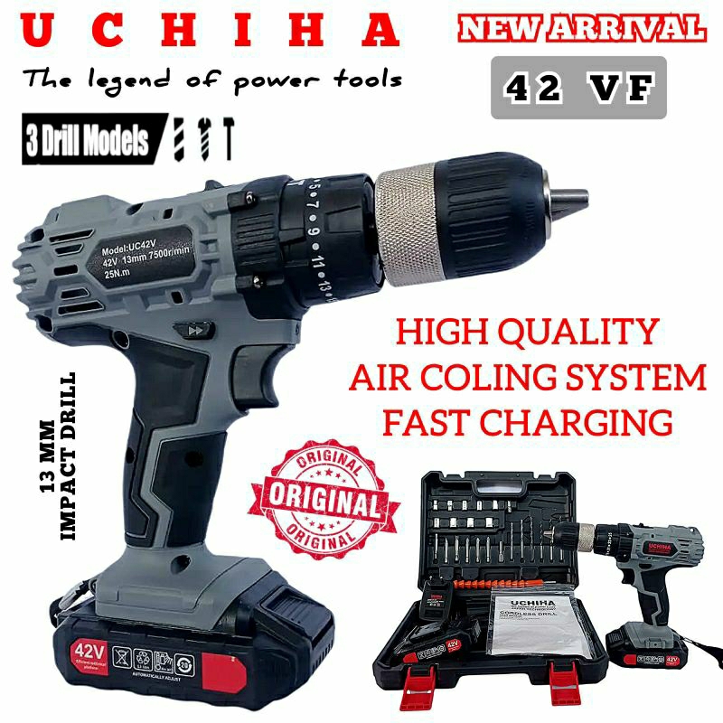 mesin bor baterai kayu besi obeng elektrik UCHIHA japan cordless drill