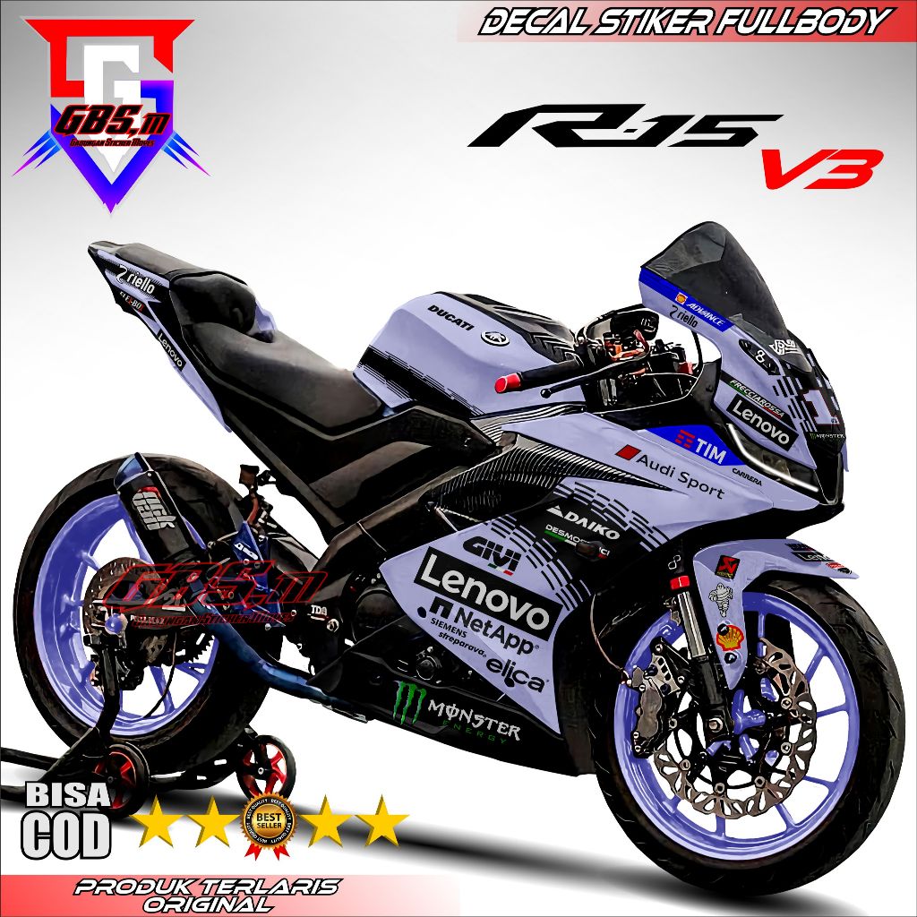 Decal R15 V3 Stiker Decal Motor R15 V3 Sticker Yamaha R15 V3 Fullbody Livery Givi