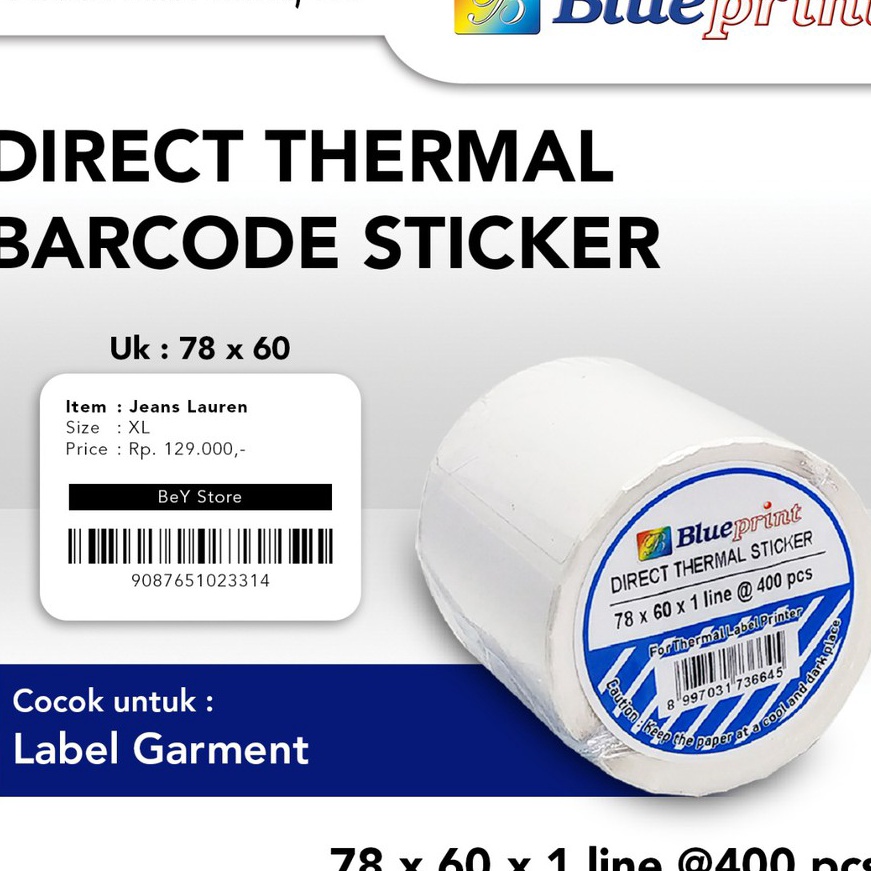 

Hemat Direct Thermal Sticker 78 x 6 BLUEPRINT Kes Label Stiker 78x6 mm Isi 4 1 Roll