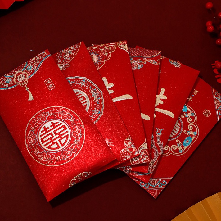 

Terlaris 6 PCS JUMBO ANGPAU WEDDING SHUANG XI GLITER ANGPAO SUSU SHUANG XI WEDDING TEAPAI SANGJIT