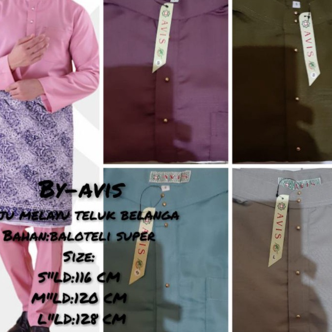 Hematku Baju Koko Pria Stelan Melayu Teluk Blanga Bahan Baloteli Stelan Muslim Kurung