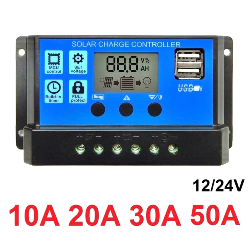 Controller Controler Panel Solar Surya 10A 20A 30A Kontroler Pengontrol Kontrol Charger Pengecas Aki