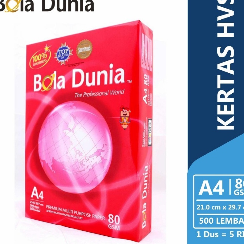 

KP8 Kes HVS Kes Photocopy A4 8 gr Bola Dunia