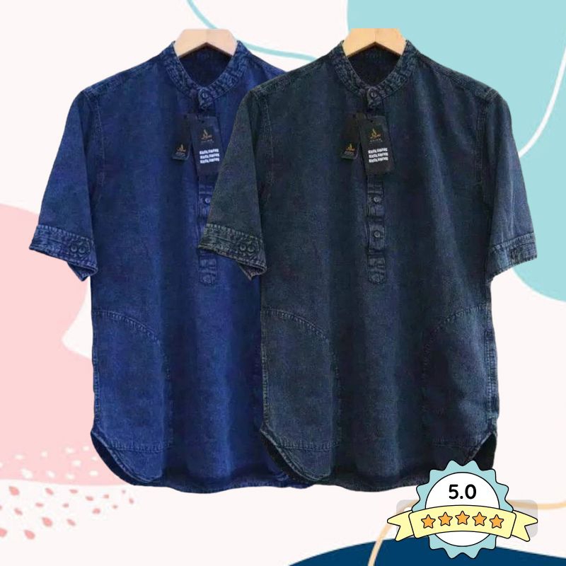 Koko Kurta Jeans premium Lengan Pendek/Koko Kurta Jeans Pria Lengan Pendek