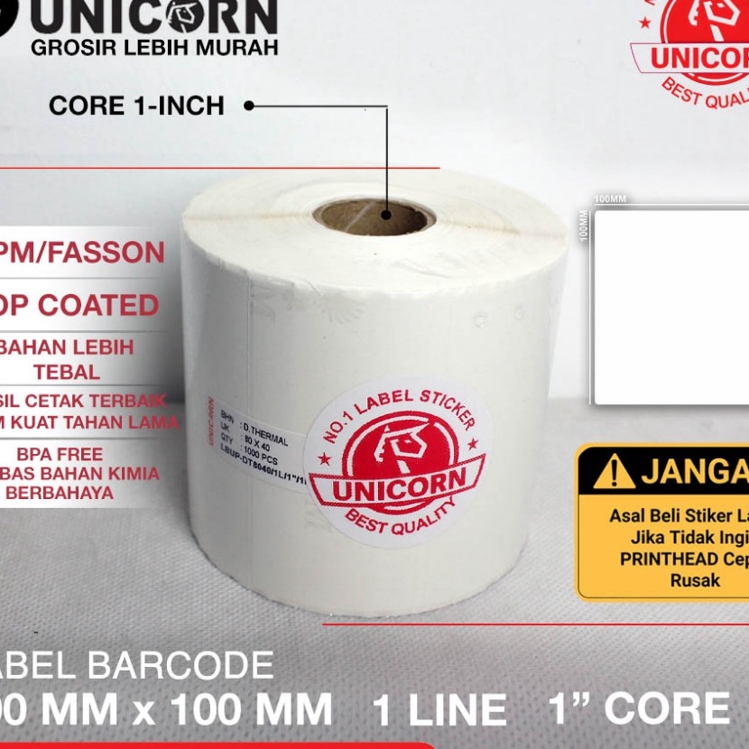 

KF7 Unicorn Kes Stiker Resi Label Thermal 1x1 1 x 1 mm 4x4 inch