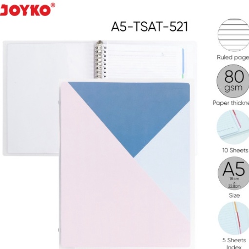 

FG2 BINDER NOTE JOYKO A5 LOOSE LEAF PASTEL COLOUR A5TSAT521 NOTEBOOK TEBAL WARNA WARNI