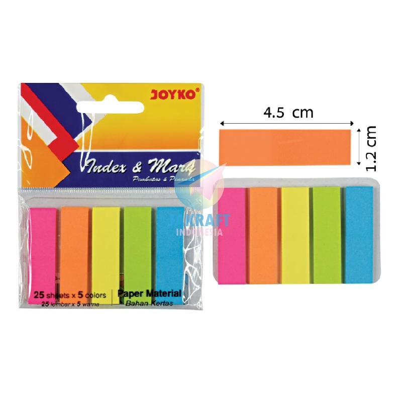 

DISKON BESAR 125 Pcs Index Mark JOYKO IM45 Memo Tempel Kertas Polos Sticky Notes 5 Warna x 25 Lembar