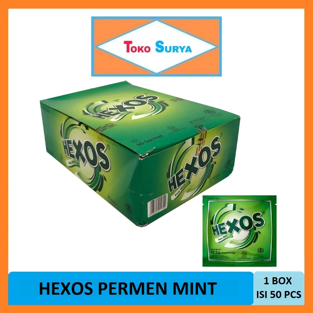 

Hexos Permen Rasa Mint 1 Box 50 Sachet