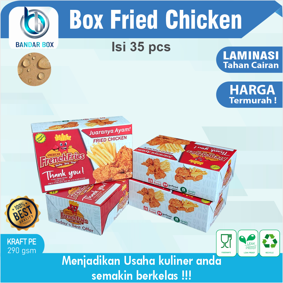 

DUS FRIED CHICKEN ISI 35 PS BOX KFC CUSTOM DUS AYAM GORENG MOTIF MURAH