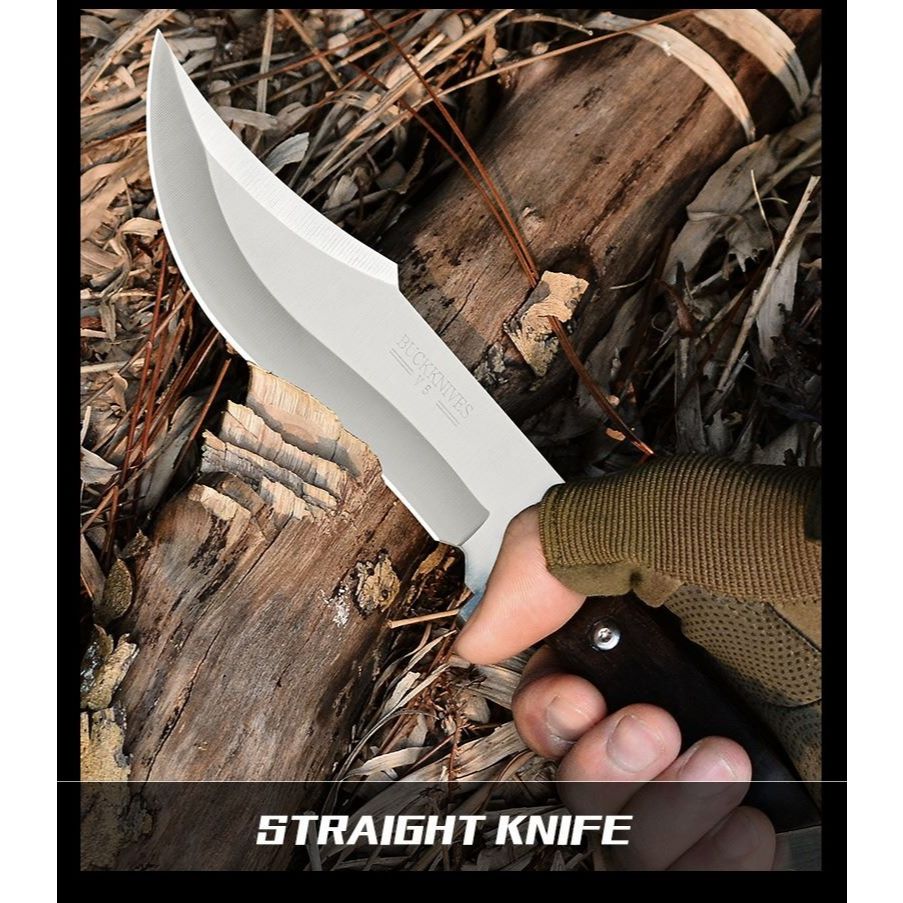 Pisau Buck Knife V3, Straight Knife, Jungle Knife, Sharp Knife