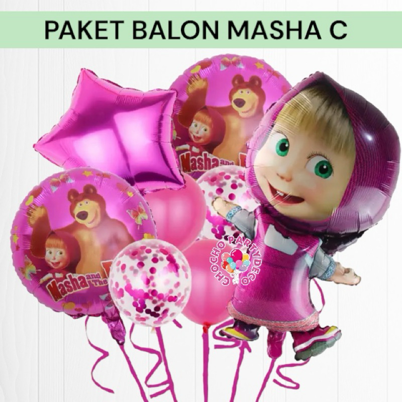 Paket Balon MASHA AND THE BEAR C / Dekorasi Ulang Tahun Masha And The Bear
