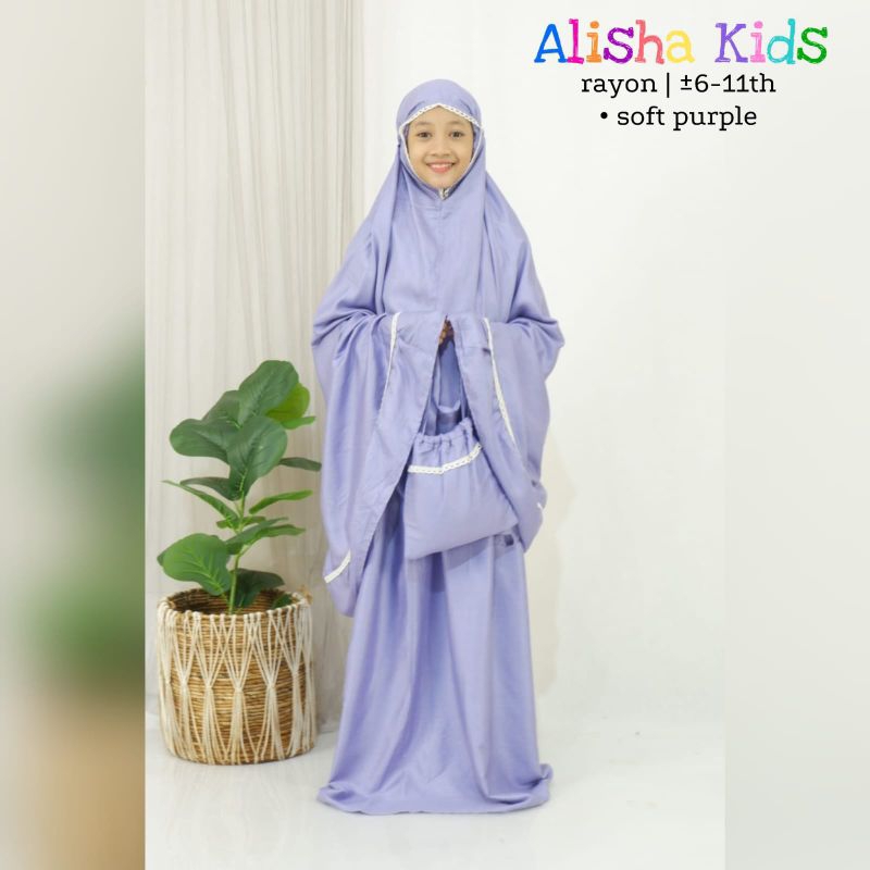 mukena anak polos renda/mukena anak rayon alisha