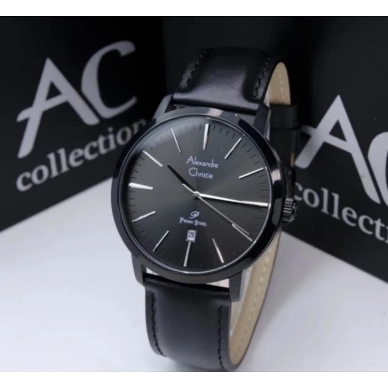 jam tangan pria original ALEXANDRE CHRISTIE AC1028MD STAINLESS STEEL & LEATHER STRAP