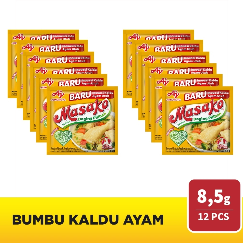 

1 RENTENG MASAKO Bumbu Kaldu AYAM Penyedap Rasa Isi 12 Sachet 8.5g