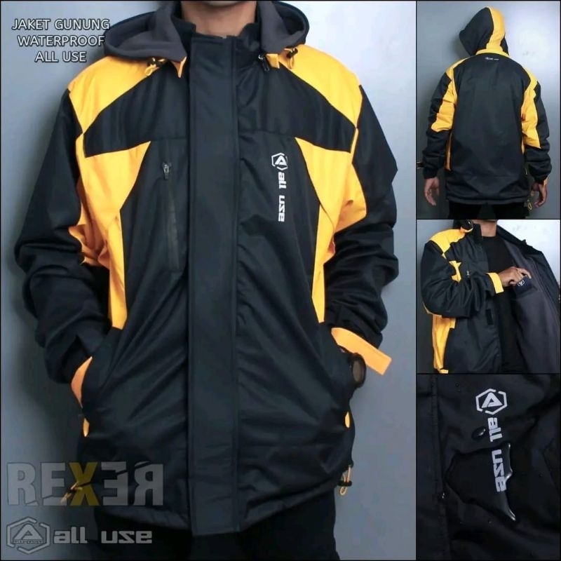 JAKET WATERPROOF WINDPROOF GUNUNG ALL USE ORIGINAL JAKET ALL USE JAKET GUNUNG ALL USE HITAM MIX KUNI