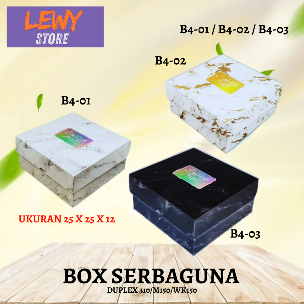 

KOTAK KUE|KADO |MURAH|MARBLE|SERBAGUNA|DUS|BOX|PACKAGING|25X25X12|B4