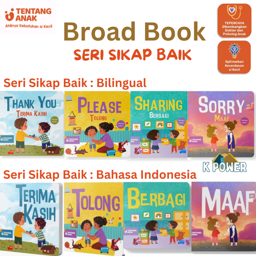 

TENTANG ANAK Buku Cerita Anak Board Book Seri Sikap Baik Billingual Thank You Please Sorry Sharing, Tolong, Berbagi, Maaf, Terima Kasih, Senang
