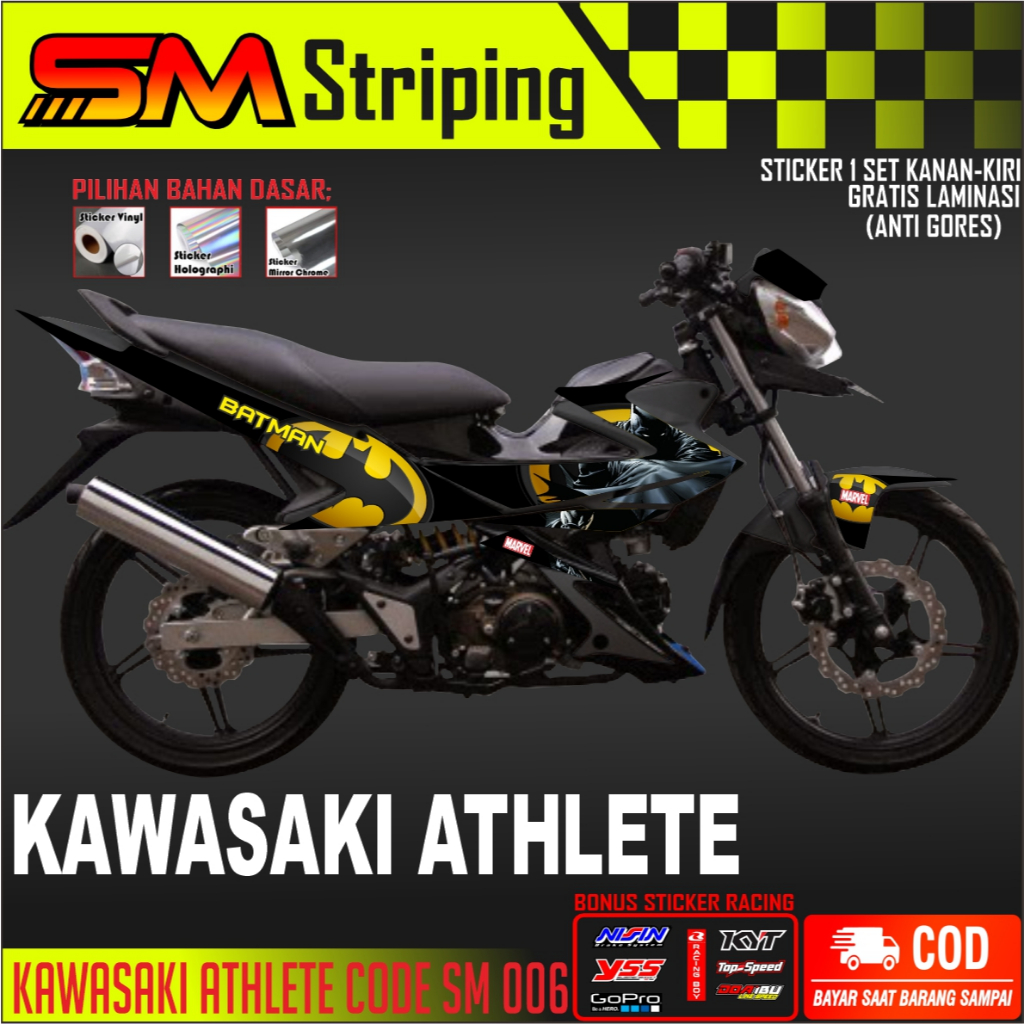 STRIPING BODY MOTOR KAWASAKI ATHLETE VARIASI STICKER BATMAN KEREN SM 006