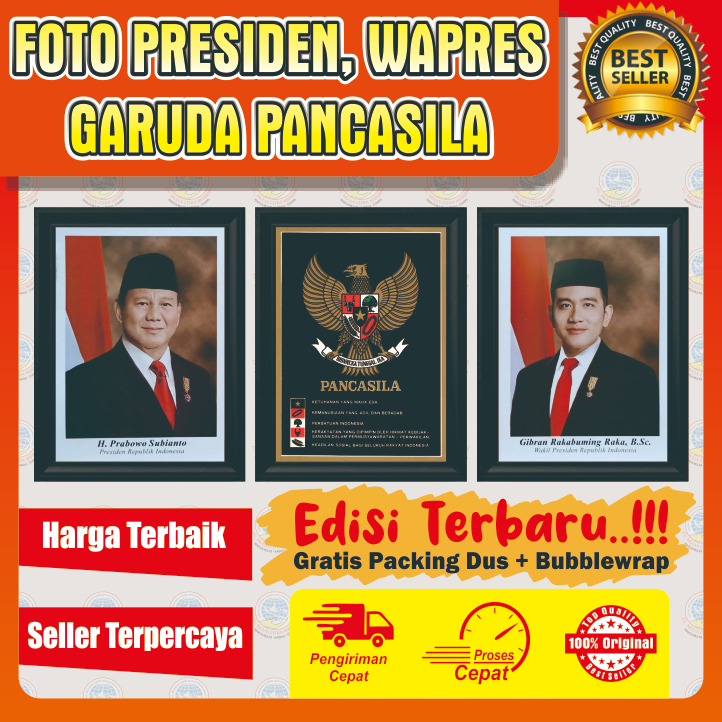 Foto Presiden, Foto Wakil Presiden, Foto Garuda Bingkai Kayu