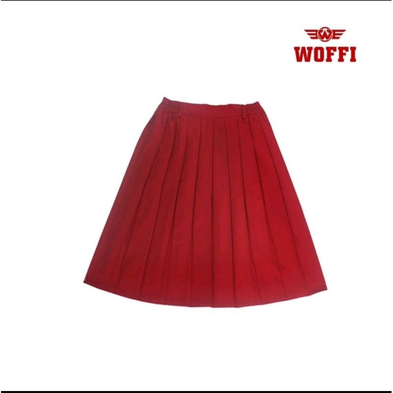 Woffi seragam sekolah Rok plisir pendek merah