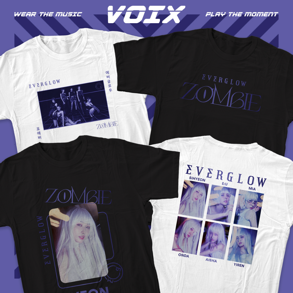 Kaos Kpop EVERGLOW "ZOMBIE" Tee - Sihyeon, E:U, Mia, Onda, Aisha, Yiren