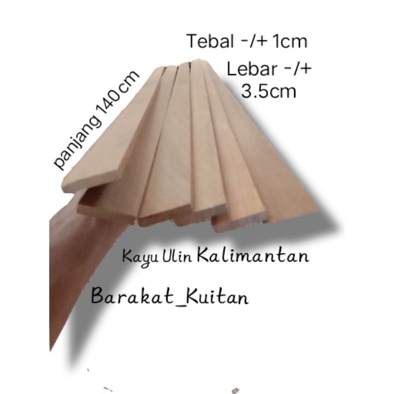 Ulin stik/list reng kayu stick amblan papan panjang 140cm. Jidar kayu penggaris panjang