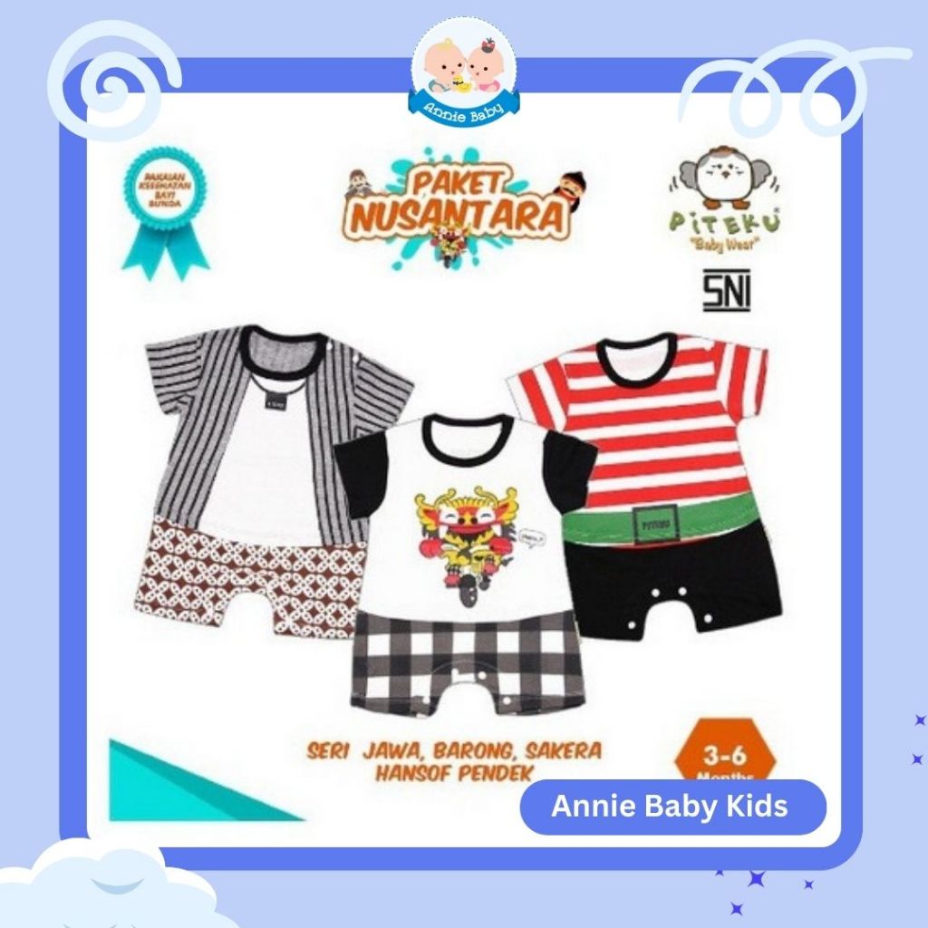 Piteku Jumper Pendek Baju Adat Daerah Bayi Karakter Etnik Jawa Sakera Madura Barong Bali Piteku