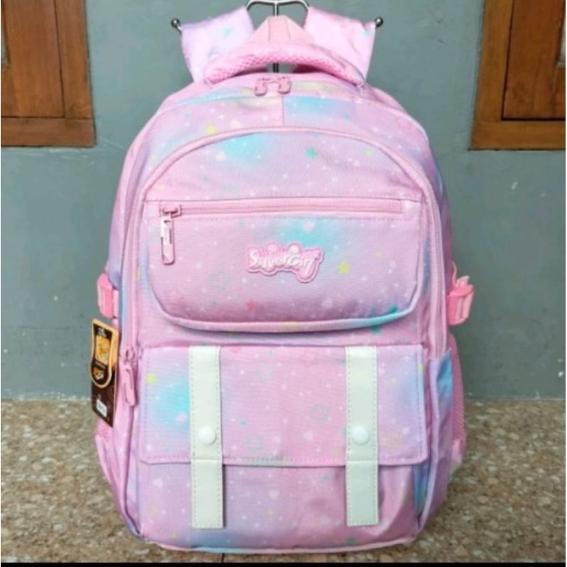 tas ransel alto perempuan tas sekolah anak silver girl terlaris