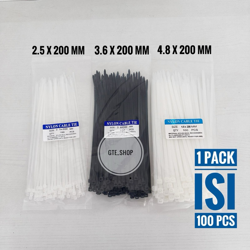 

Kabel Ties 20cm (200mm) PROMO TERMURAH Cabel Tie Warna Putih Dan Hitam 1Pack isi 100Pcs