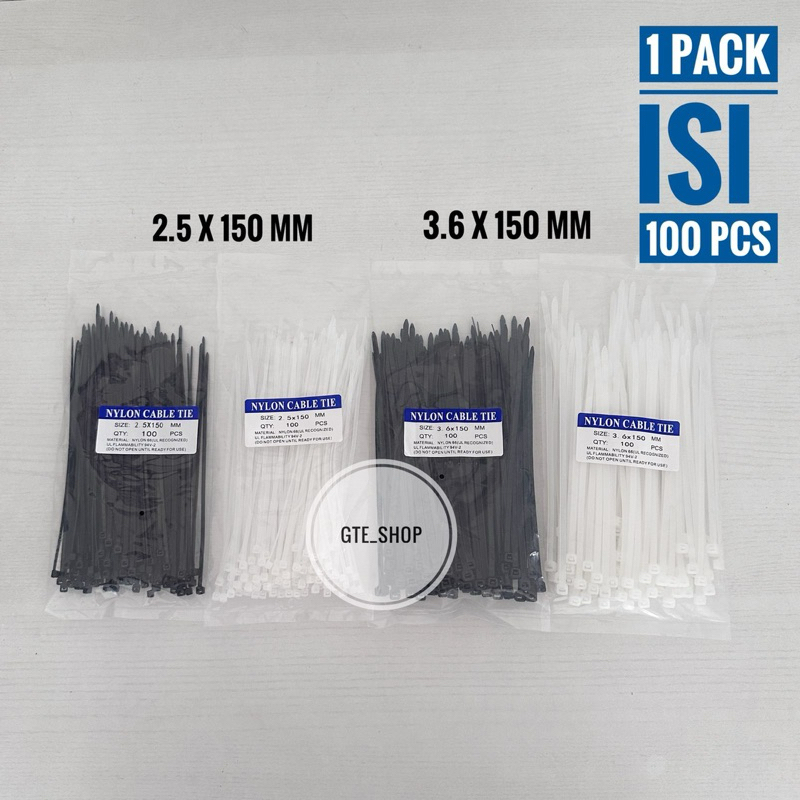 

Kabel Ties 15cm (150mm) PROMO TERMURAH Cabel Tie Warna Putih Dan Hitam 1Pack isi 100Pcs