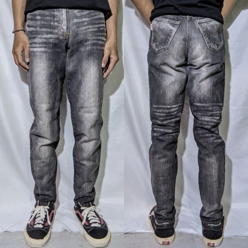 Size 26 Celana Panjang Longpants Jeans Edwin Something Classic Dark Grey Washed Fading Slimfit  Seco