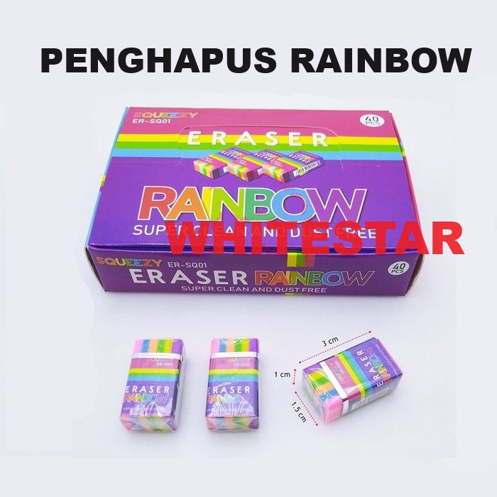 

(1pack = 40pcs) penghapus pensil squeezy rainbow pelangi eraser pencil