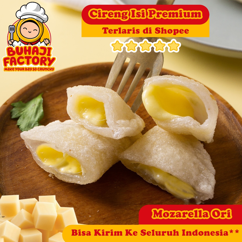 

Cireng Isi Keju Mozarella Original Premium Buhaji Factory oleh oleh Khas Bandung Lumer Renyah Frozen