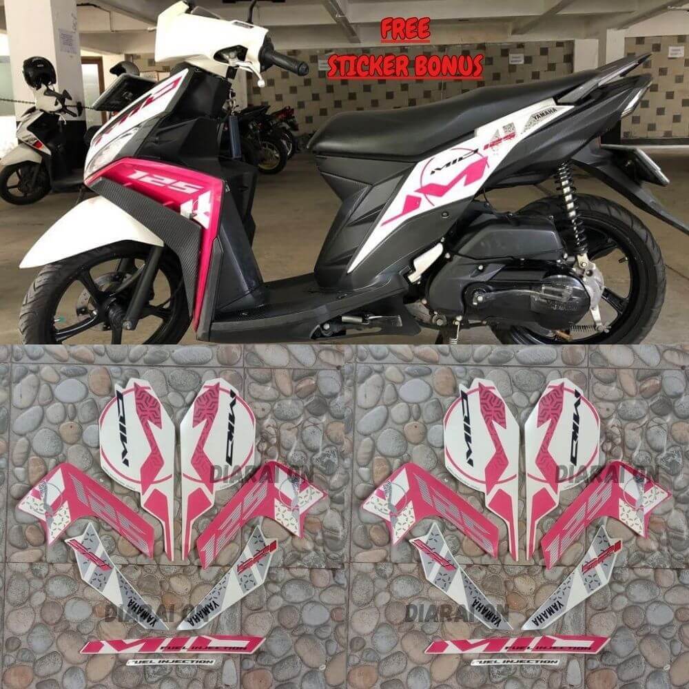 Striping Stiker Yamaha Mio M3 125 2015 Putih Pink Murah Diarai