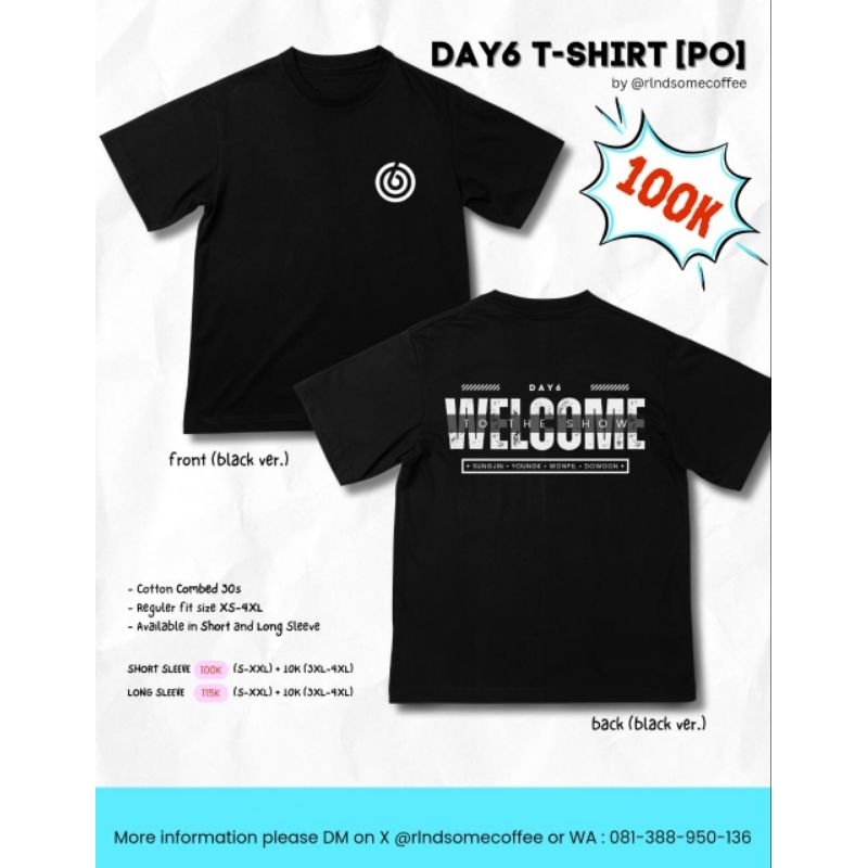 [Pre-ORDER] DAY6 Tshirt "Welcome to The Show" Kaos Day6 + Freebies