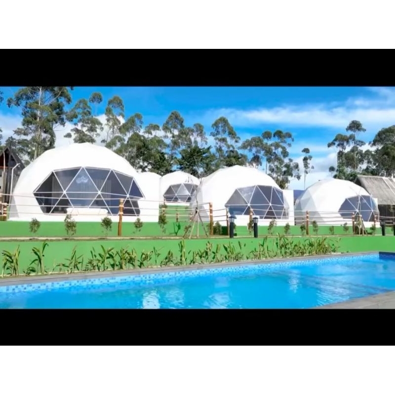 Tenda glamping geodesic dome ukuran diameter 6 meter