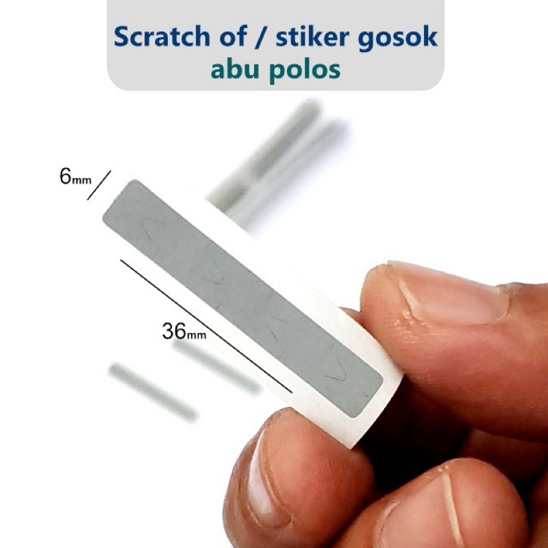 

scratch off sticker gosok penutup PIN voucher xerox label penutup angak Uk. 6 x 36mm isi 25