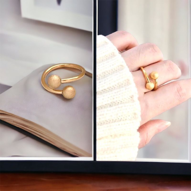 Cincin Bola Pasir Titanium Cincin Wanita Anti Karat