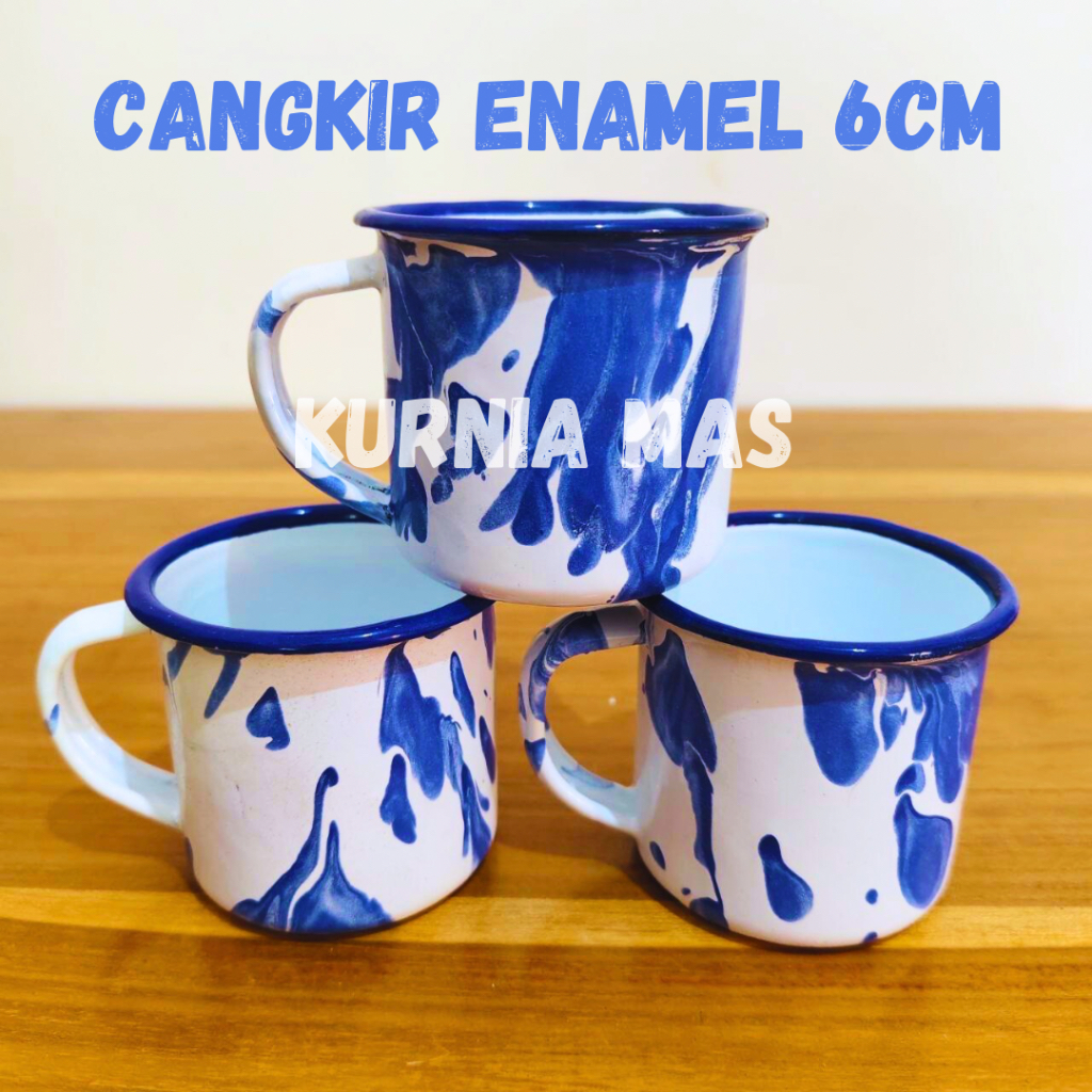 Cangkir Seng Enamel Jadul 6cm Polos Bunga Blirik / Cangkir Jadul / Souvenir Cangkir