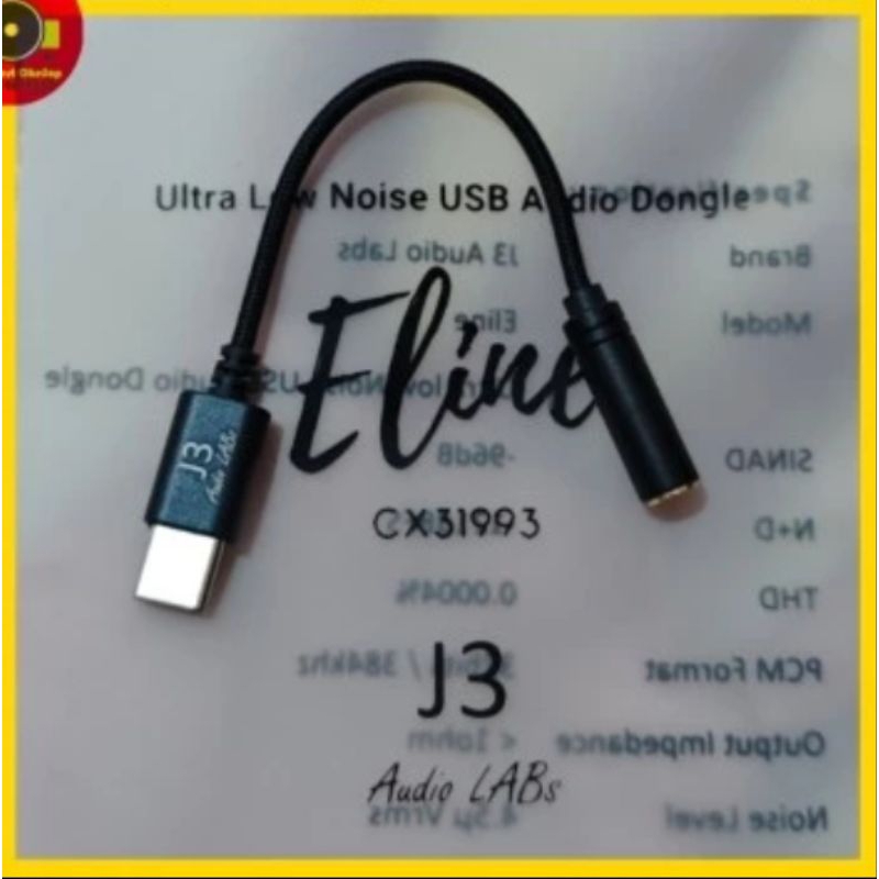 J3 Labs Eline Adapter headset Dongle DAC C to 3.5mm Female USB Audio CX31993