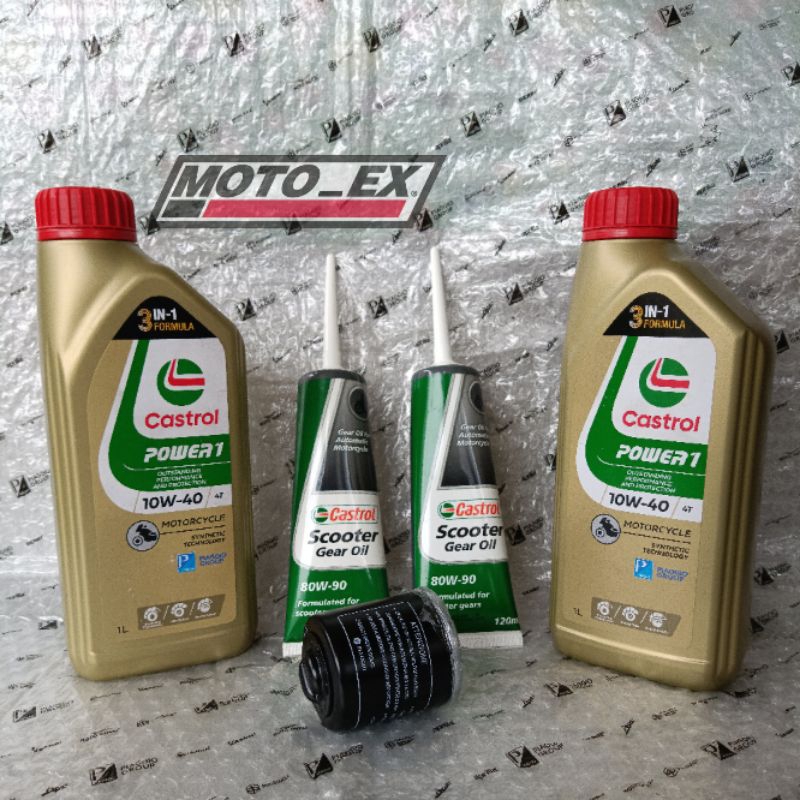 PAKET SERVICE / PAKETAN OLI PIAGGIO VESPA MATIC (2 OLI MESIN, 2 OLI GEAR, 1 FILTER OLI) ORIGINAL