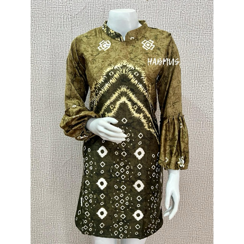 tunik atasan kerja jumputan Palembang sutra silk