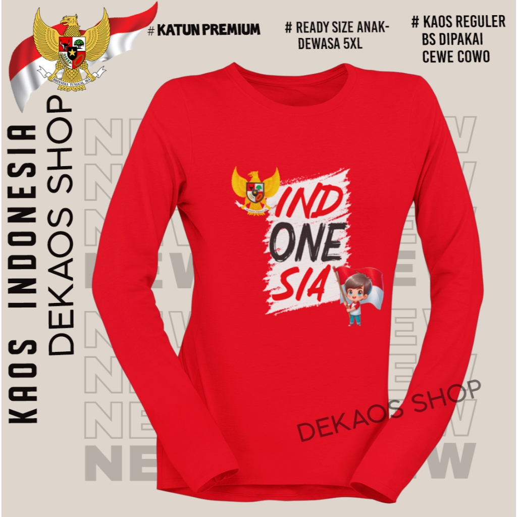 BAJU MERAH PUTIH AGUSTUSAN 2024 LENGAN PANJANG / KAOS AGUSTUSAN LENGAN PANJANG / KAOS INDONESIA 17 A