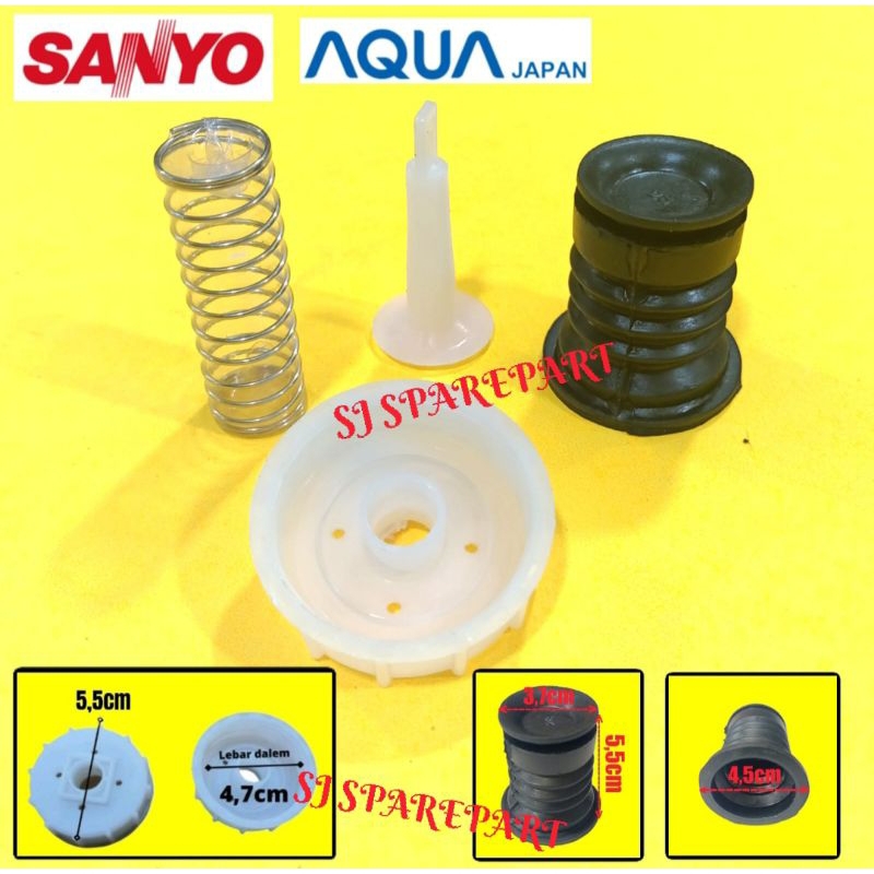 SEAL KARET PER TIANG + TUTUP PEMBUANGAN MESIN CUCI SANYO AQUA 2 TABUNG